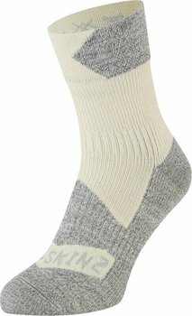 Kolesarske nogavice Sealskinz Bircham Waterproof All Weather Ankle Length Sock Cream/Grey Marl S Kolesarske nogavice - 1