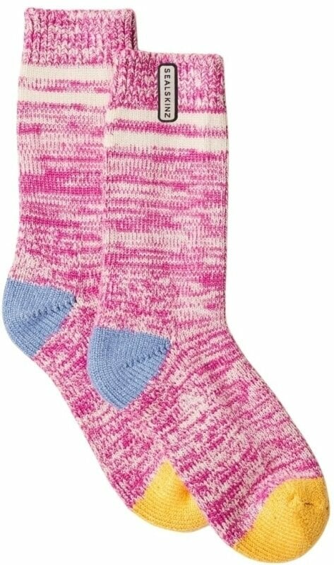 Chaussettes de cyclisme Sealskinz Thwaite Bamboo Mid Length Women's Twisted Sock Pink/Green/Blue/Cream L/XL Chaussettes de cyclisme
