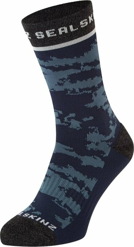 Cycling Socks Sealskinz Reepham Mid Length Jacquard Active Sock Olive/Grey/Cream S/M Cycling Socks