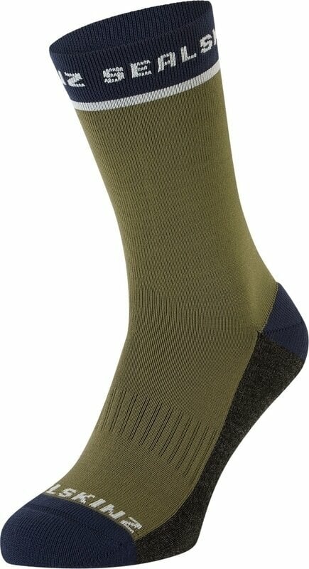 Calcetines de ciclismo Sealskinz Foxley Mid Length Active Sock Olive/Grey/Navy/Cream L/XL Calcetines de ciclismo
