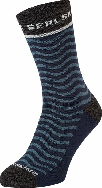 Чорапи за колоездене Sealskinz Rudham Mid Length Meteorological Active Sock Navy/Cream S/M Чорапи за колоездене