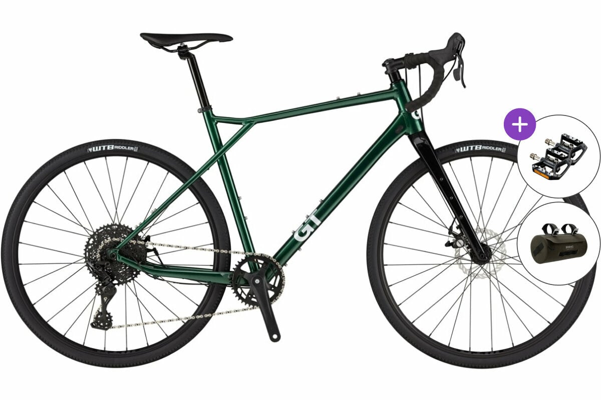 Gravel / Cyclocross-cykel GT Grade Sport SET Forest Green/Silver L