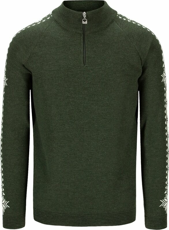 Camiseta de esquí / Sudadera con capucha Dale of Norway Geilo Mens Sweater Dark Green/Off White XL Saltador