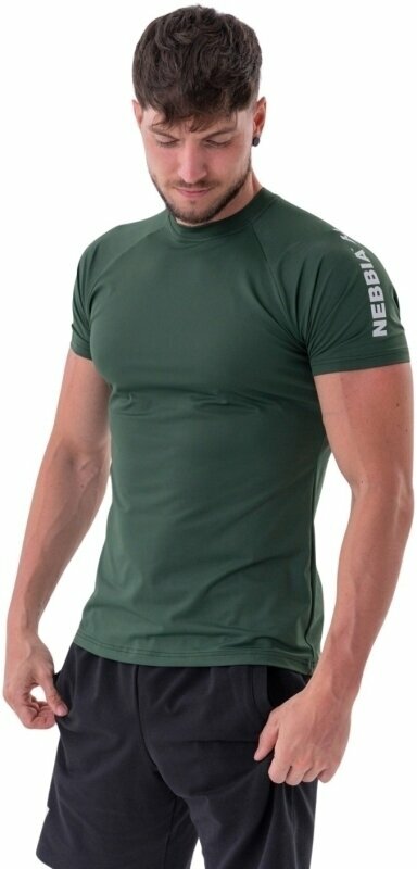 Фитнес тениска Nebbia Sporty Fit T-Shirt Essentials Dark Green 2XL Фитнес тениска