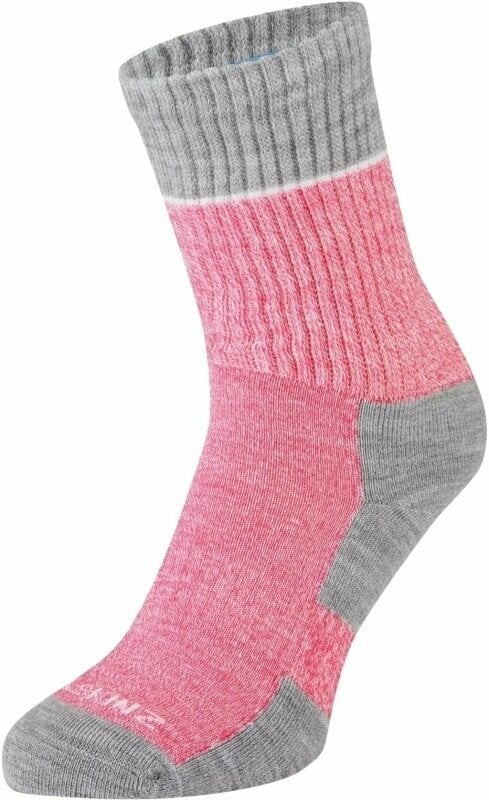 Cyklo ponožky Sealskinz Thurton Solo QuickDry Mid Length Sock Pink/Light Grey Marl/Cream XL Cyklo ponožky