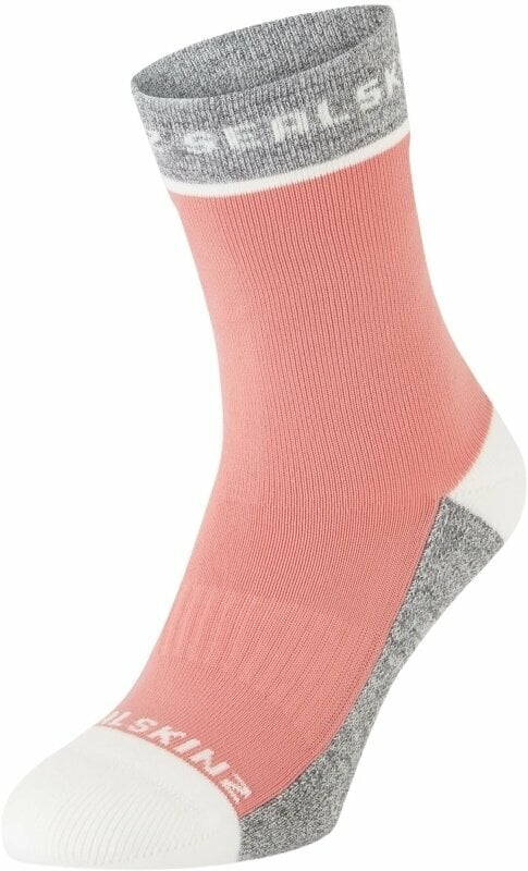 Calcetines de ciclismo Sealskinz Foxley Mid Length Women's Active Sock Pink/Light Grey/Cream L/XL Calcetines de ciclismo