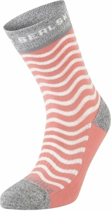 Cyklo ponožky Sealskinz Rudham Mid Length Women's Meteorological Active Sock Pink/Cream/Grey L/XL Cyklo ponožky