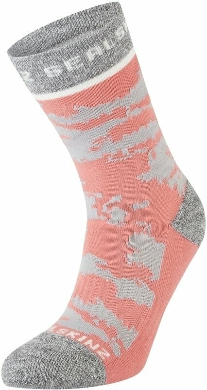 Fietssokken Sealskinz Reepham Mid Length Women's Jacquard Active Sock Pink/Light Grey Marl/Cream L/XL Fietssokken