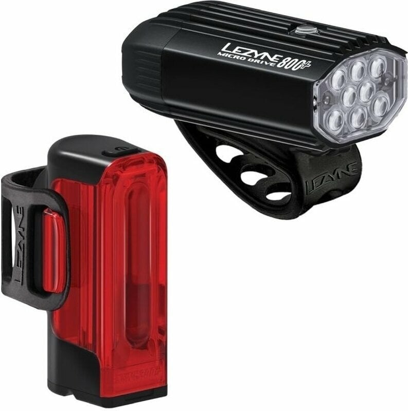 Luces de ciclismo Lezyne Micro Drive 800+/Strip Drive 300+ Pair Satin Black/Black Front 800 lm / Rear 300 lm Luces de ciclismo