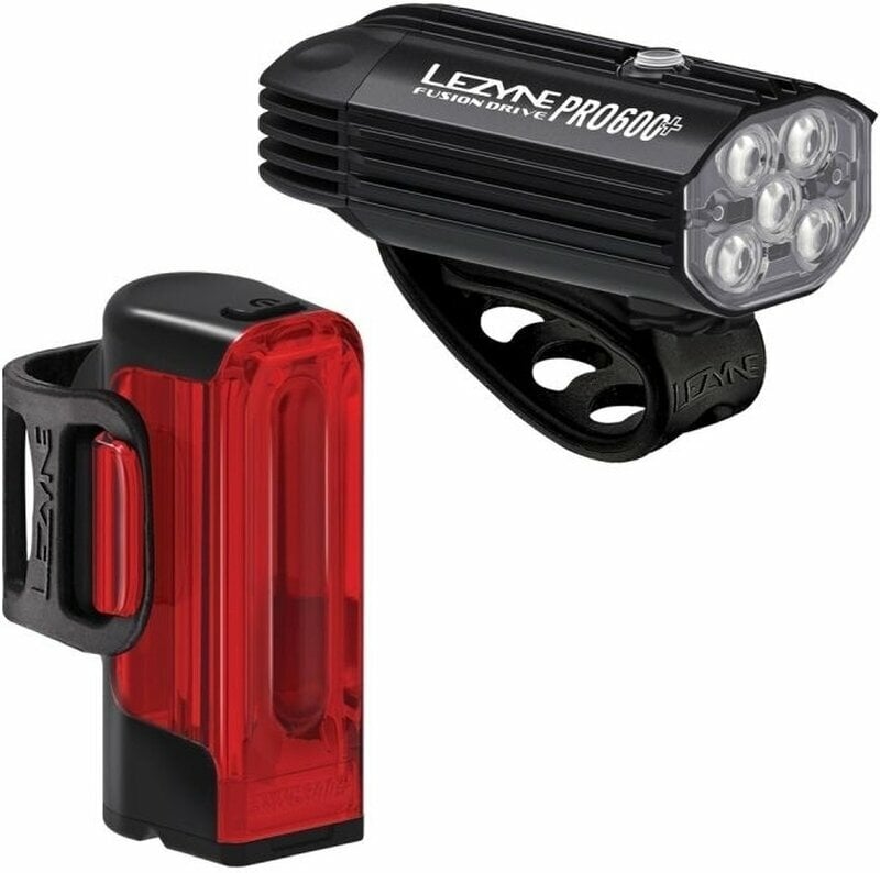 Luces de ciclismo Lezyne Fusion Drive Pro 600+/Strip Drive 300+ Pair Satin Black/Black Front 600 lm / Rear 300 lm Luces de ciclismo