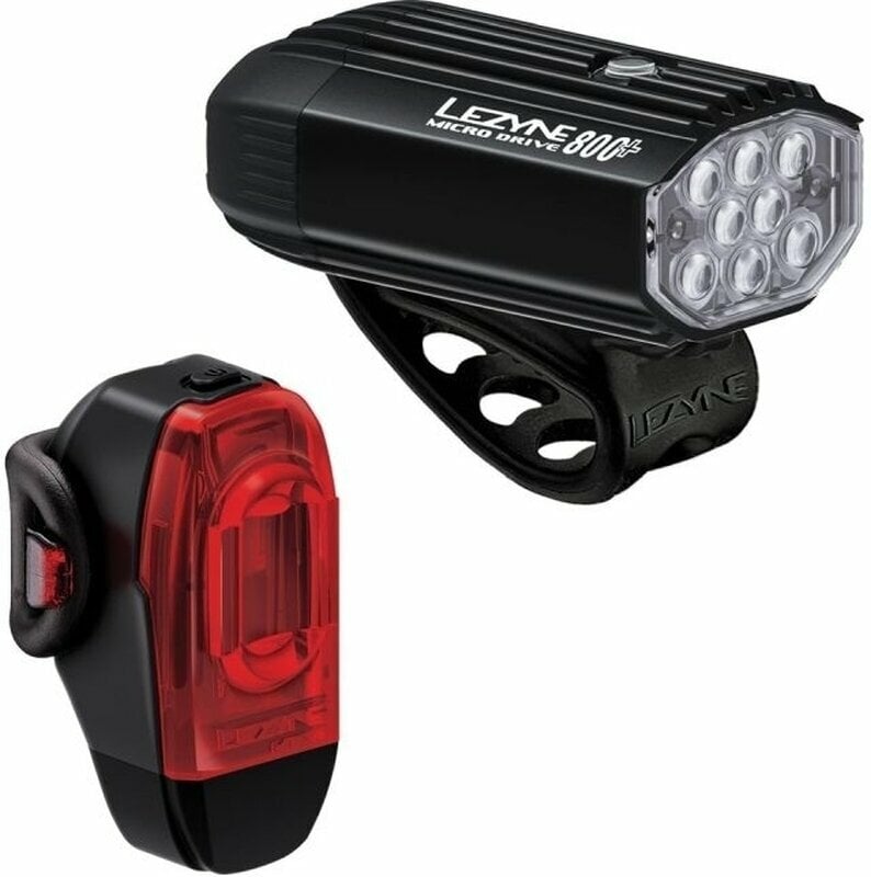 Svjetlo za bicikl Lezyne Micro Drive 800+/KTV Drive+ Pair Satin Black/Black Front 800 lm / Rear 40 lm Svjetlo za bicikl