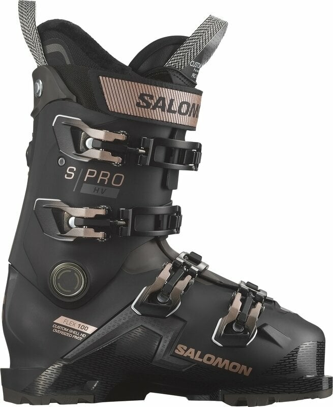 Chaussures de ski alpin Salomon S/Pro HV 100 W GW Black/Pinkgold Met./Beluga 24/24,5 Chaussures de ski alpin
