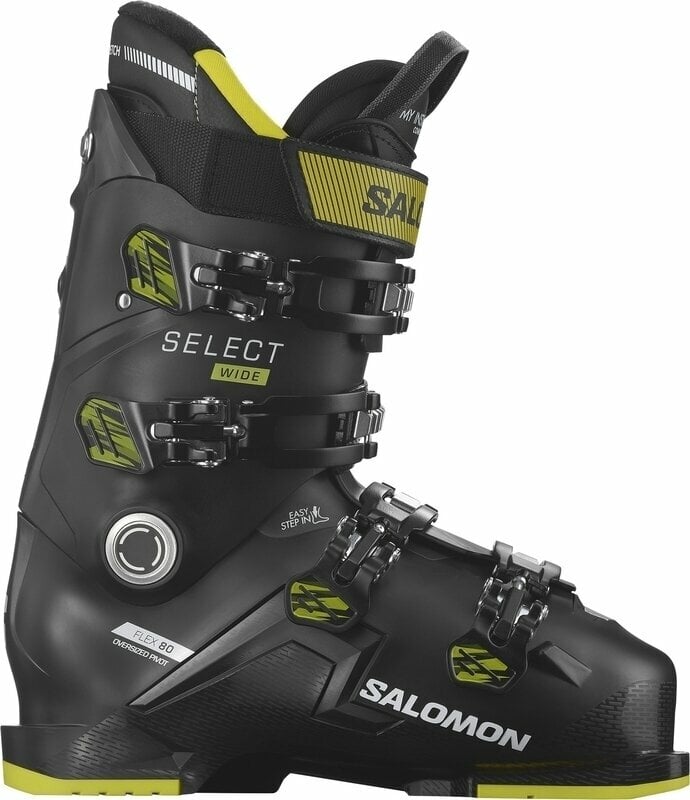 Обувки за ски спускане Salomon Select 80 Wide Black/Acid Green/Beluga 26/26,5 Обувки за ски спускане