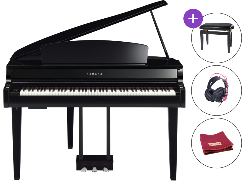 Piano grand à queue numérique Yamaha CLP-765 GP SET Polished Ebony Piano grand à queue numérique