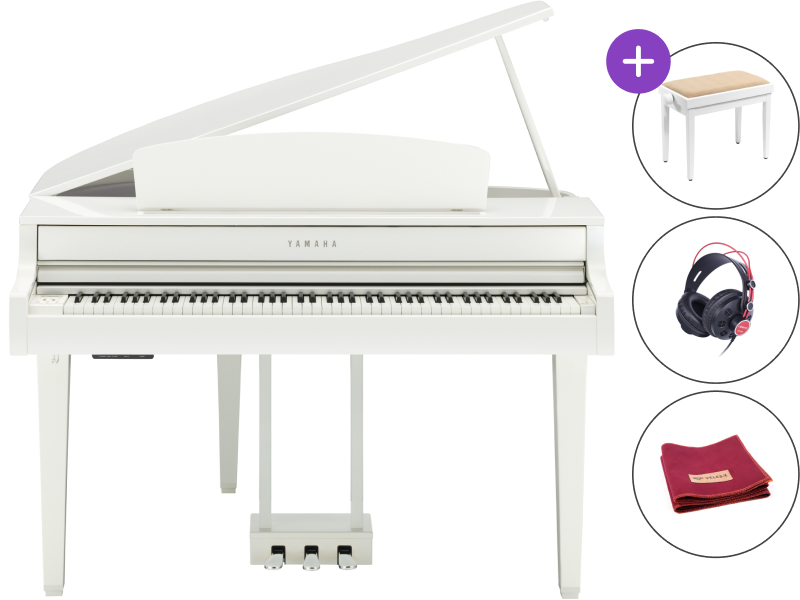 Piano grand à queue numérique Yamaha CLP-765 GPPWH SET Polished White Piano grand à queue numérique
