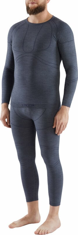 Thermo ondergoed voor heren Viking Lan Pro Merino Set Base Layer Dark Grey XL Thermo ondergoed voor heren