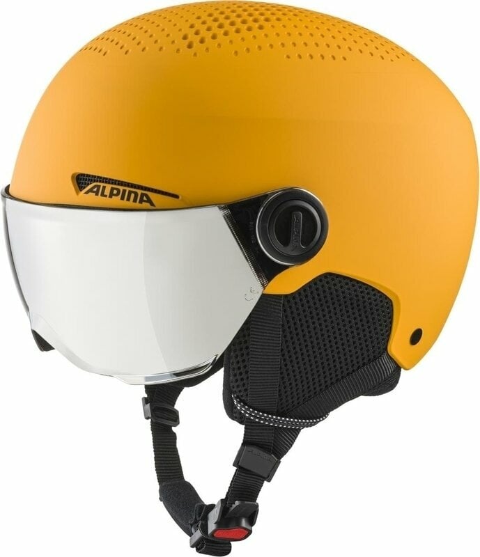 Capacete de esqui Alpina Zupo Visor Q-Lite Junior Ski helmet Burned/Yellow Matt M Capacete de esqui