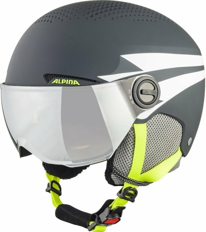 Capacete de esqui Alpina Zupo Visor Q-Lite Junior Ski helmet Charcoal/Neon Matt L Capacete de esqui