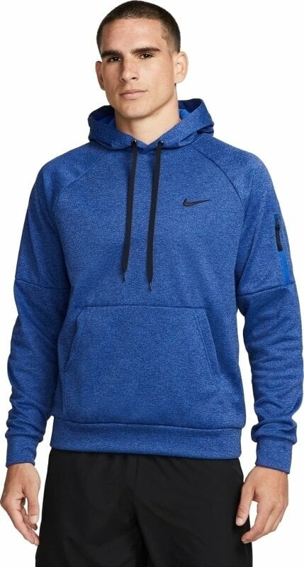 Fitness-sweatshirt Nike Therma-FIT Hooded Mens Pullover Blue Void/ Game Royal/Heather/Black L Fitness-sweatshirt