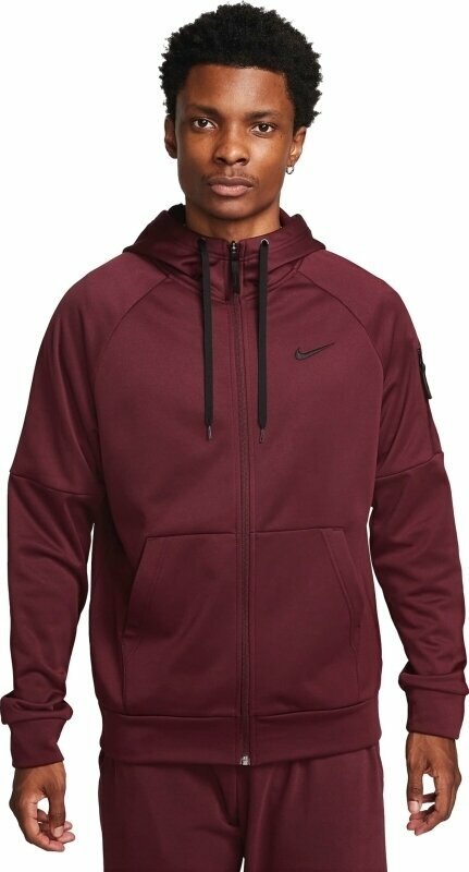 Nike Therma-FIT Full-Zip Mens Top Night Maroon/Black S Fitness sweat à capuche Red male
