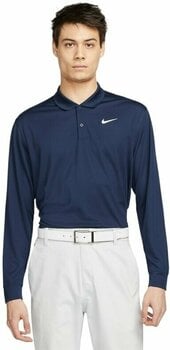 Polo Shirt Nike Dri-Fit Victory Solid Mens Long Sleeve Polo College Navy/White M - 1