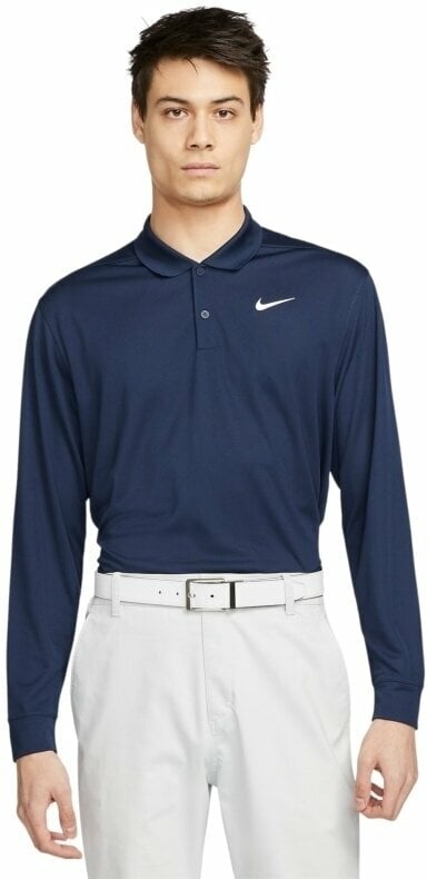 Chemise polo Nike Dri-Fit Victory Solid Mens Long Sleeve College Navy/White 2XL Chemise polo