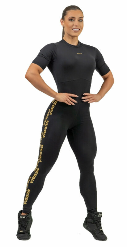Pantalon de fitness Nebbia Workout Jumpsuit INTENSE Focus Black/Gold XS Pantalon de fitness