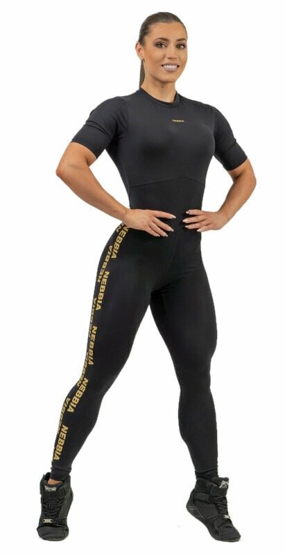 Pantalon de fitness Nebbia Workout Jumpsuit INTENSE Focus Black/Gold S Pantalon de fitness