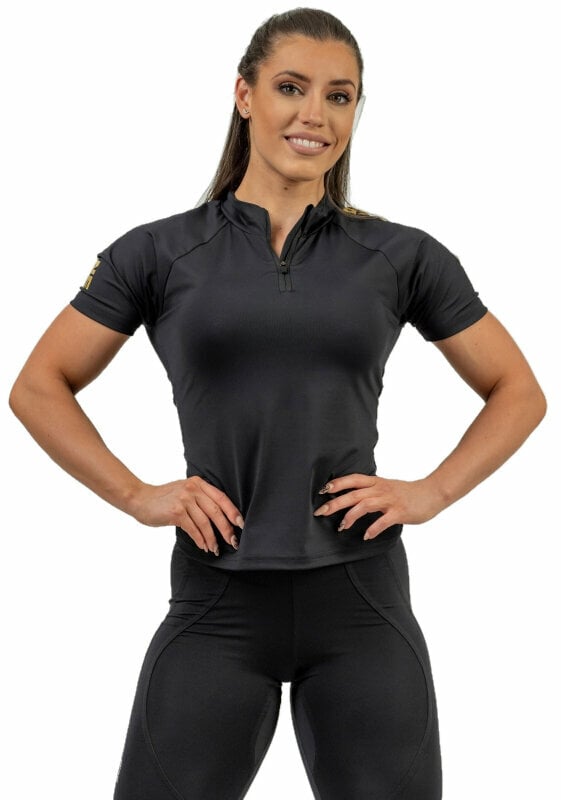 Tricouri de fitness Nebbia Compression Zipper Shirt INTENSE Ultimate Black/Gold L Tricouri de fitness