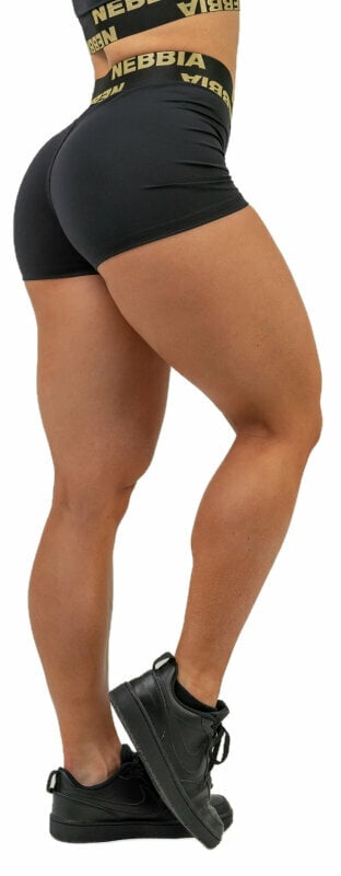 Calças de fitness Nebbia Compression High Waist Shorts INTENSE Leg Day Black/Gold XS Calças de fitness