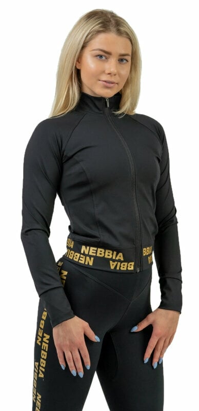 Hanorac pentru fitness Nebbia Zip-Up Jacket INTENSE Warm-Up Black/Gold XS Hanorac pentru fitness