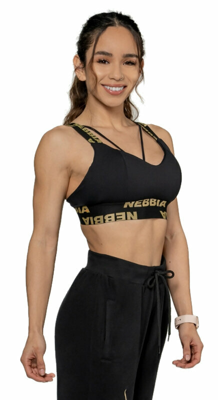 Fitness-undertøj Nebbia Padded Sports Bra INTENSE Iconic Black/Gold S Fitness-undertøj