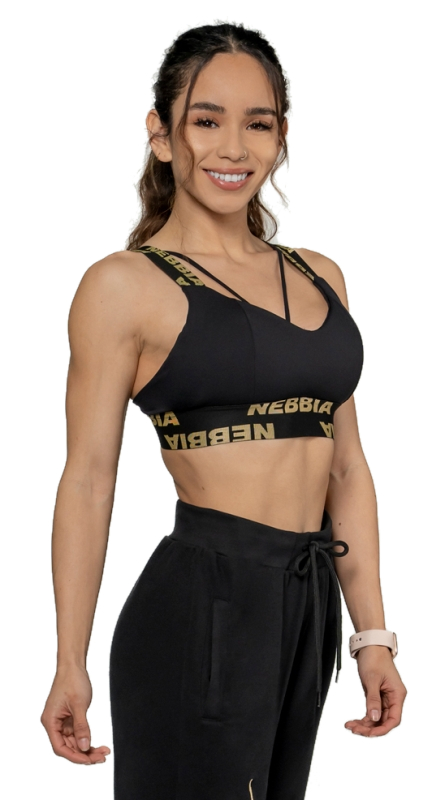Padded sports bra Nebbia with high support GYM black 