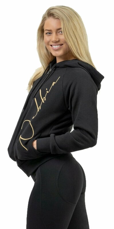 Fitness pulóverek Nebbia Classic Zip-Up Hoodie INTENSE Signature Black/Gold XS Fitness pulóverek