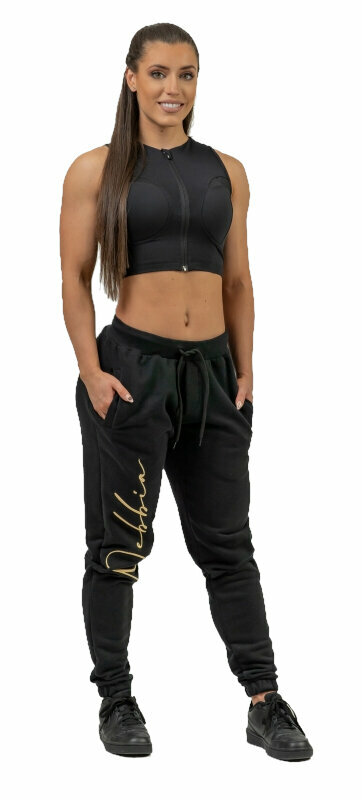 Fitness hlače Nebbia High-Waist Joggers INTENSE Signature Black/Gold L Fitness hlače