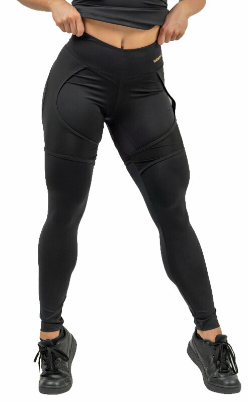 Pantalon de fitness Nebbia High Waist Leggings INTENSE Mesh Black/Gold XS Pantalon de fitness