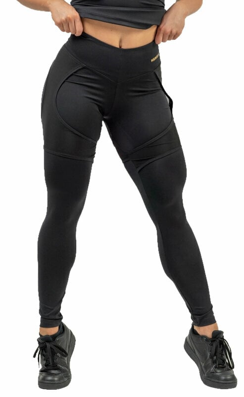 Fitnes hlače Nebbia High Waist Leggings INTENSE Mesh Black/Gold S Fitnes hlače