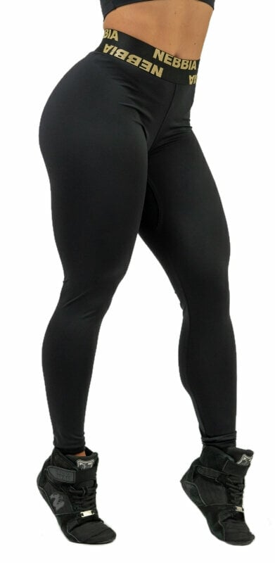 Fitnes hlače Nebbia Classic High Waist Leggings INTENSE Perform Black/Gold XS Fitnes hlače