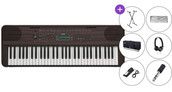 Keyboard met aanslaggevoeligheid Yamaha PSR E360 Dark Walnut Deluxe SET - 1