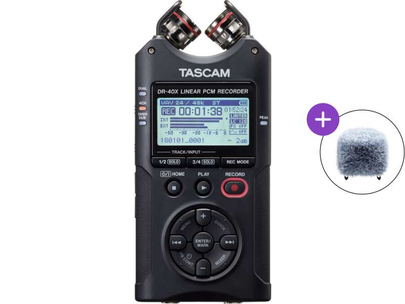 Gravador digital portátil Tascam DR-40X SET Preto