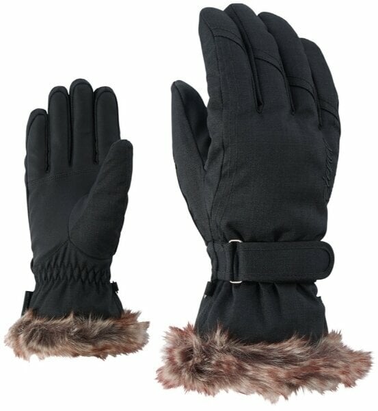 Photos - Winter Gloves & Mittens Ziener Kim Lady Black Stru 6,5 Ski Gloves 801117-474-6,5 