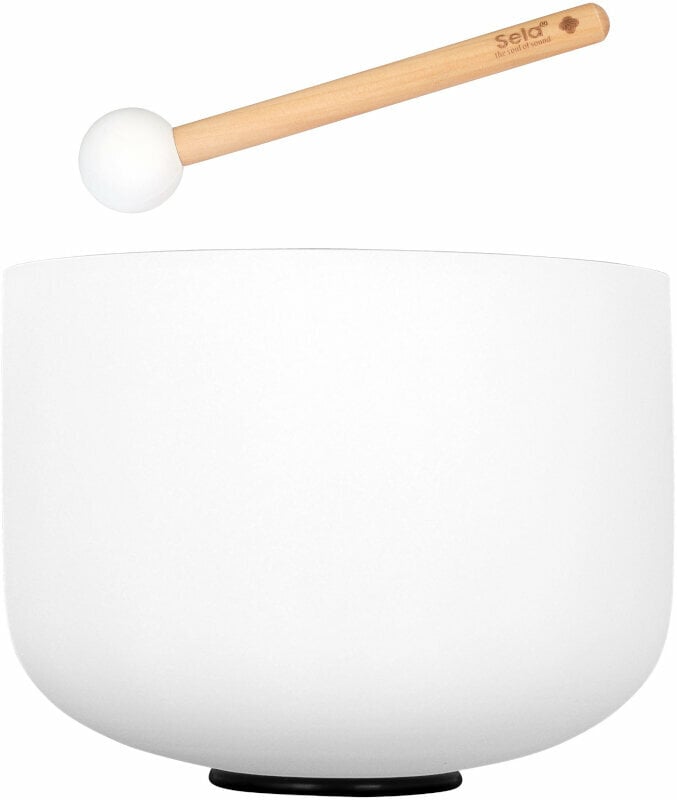 Percussion für Musiktherapie Sela 10" Crystal Singing Bowl Frosted 440 Hz F incl. 1 Wood Mallet