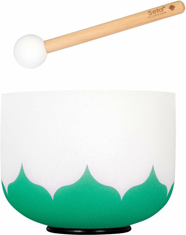 Percussion for music therapy Sela 8" Crystal Singing Bowl Lotus 432 Hz F - Green (Heart Chakra) incl. 1 Wood Mallet