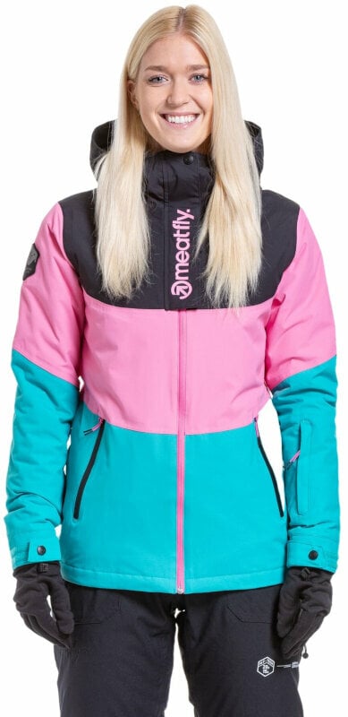 Lyžařská bunda Meatfly Kirsten Womens SNB and Ski Jacket Hot Pink/Turquoise L