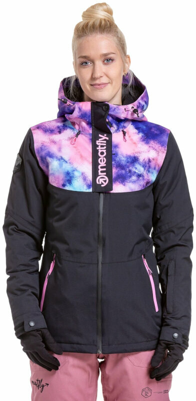 Ski Jacke Meatfly Kirsten Womens SNB and Ski Jacket Peach Aquarel/Black M Ski Jacke