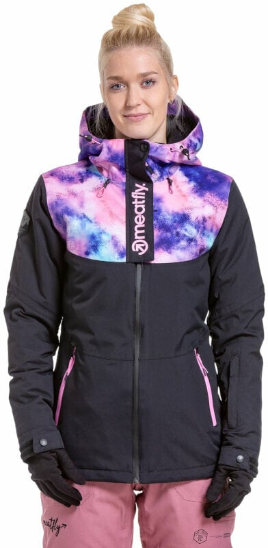 Ski Jacket Meatfly Kirsten Womens SNB and Ski Jacket Peach Aquarel/Black L Ski Jacket