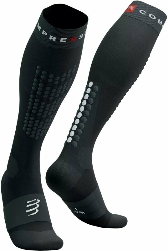 Löparstrumpor Compressport Alpine Ski Full Socks Black/Steel Grey T1 Löparstrumpor