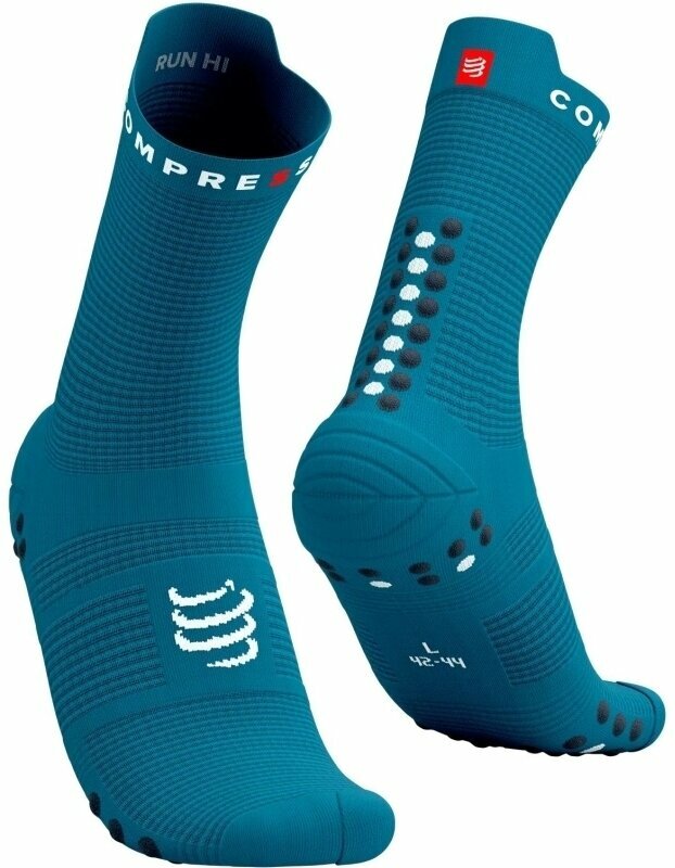 Löparstrumpor Compressport Pro Racing Socks v4.0 Run High Mosaic Blue/Magnet T2 Löparstrumpor