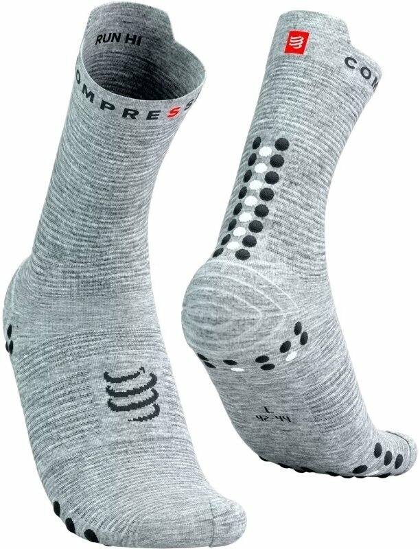 Calcetines para correr Compressport Pro Racing Socks v4.0 Run High Grey Melange/Black T1 Calcetines para correr