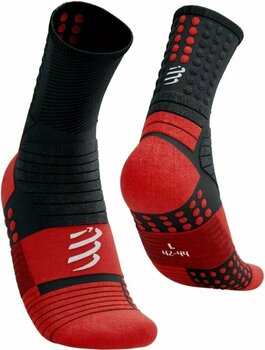 Juoksusukat Compressport Pro Marathon Socks Black/High Risk Red T2 Juoksusukat - 1
